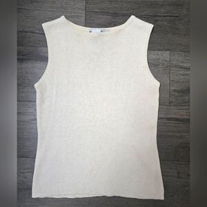 Joseph A. 80% Silk 20% Metallic Shimmer Sleeveless Top Cream Size Medium